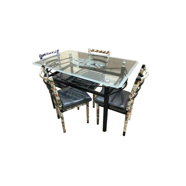Dining table set iron black coating 4 seater.