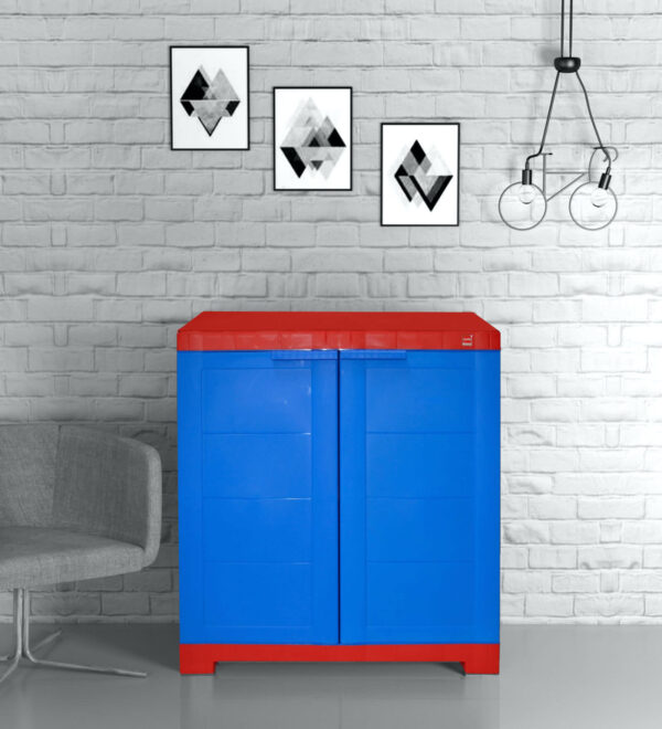 Cello Novelty Compact Plastic Storage Cabinet (Blue/Red)