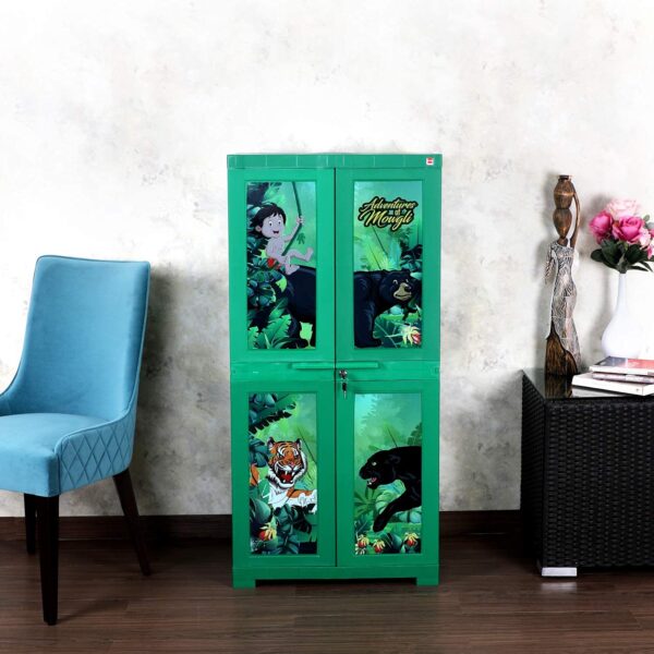 Cello Novelty Big Mowgli Kids Plastic Storage Cabinet (Green)