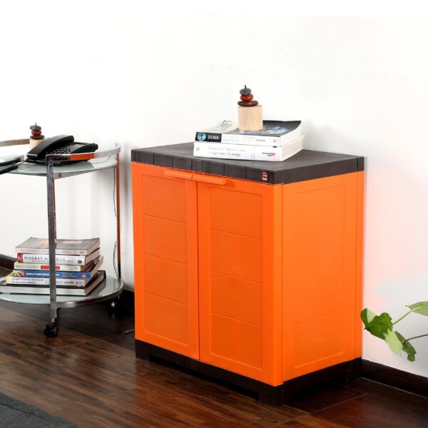 Cello Novelty Compact Plastic Storage Cabinet (Orange /Brwon)