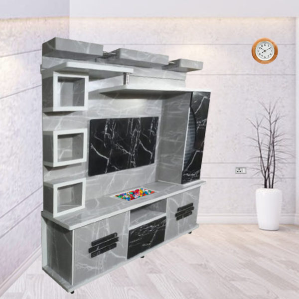 Tv unit (Marble finishing light grey)