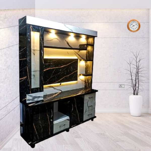 Tv Unit (Black marble & White marble finishing)