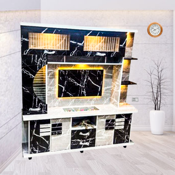 Tv unit (marble finishing black Brown and grey marble)