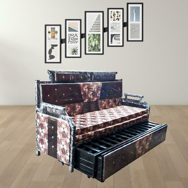 Sofa cum bed black coating (6*6)