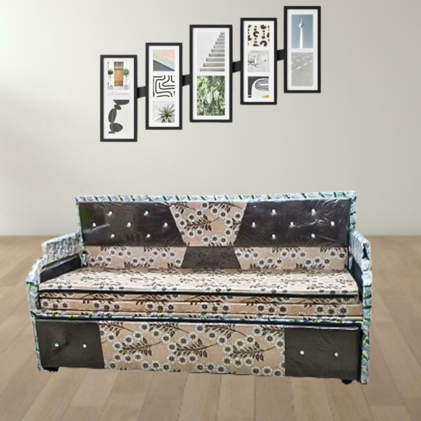 Sofa cum bed black coating (6*6)