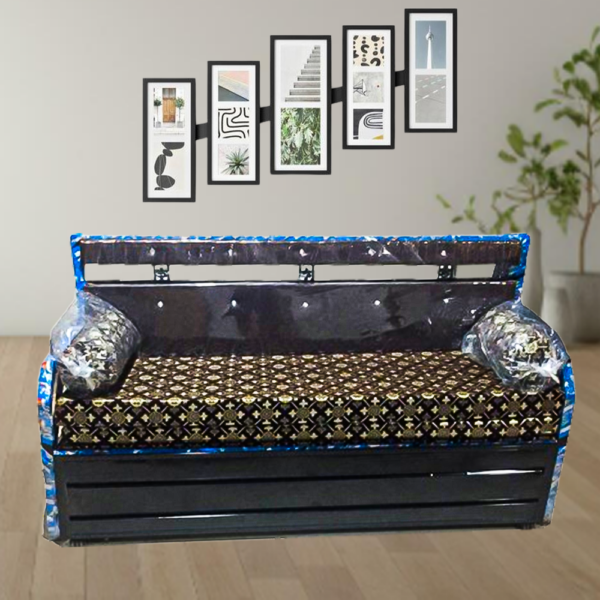 Sofa cum bed black coating (6*6)